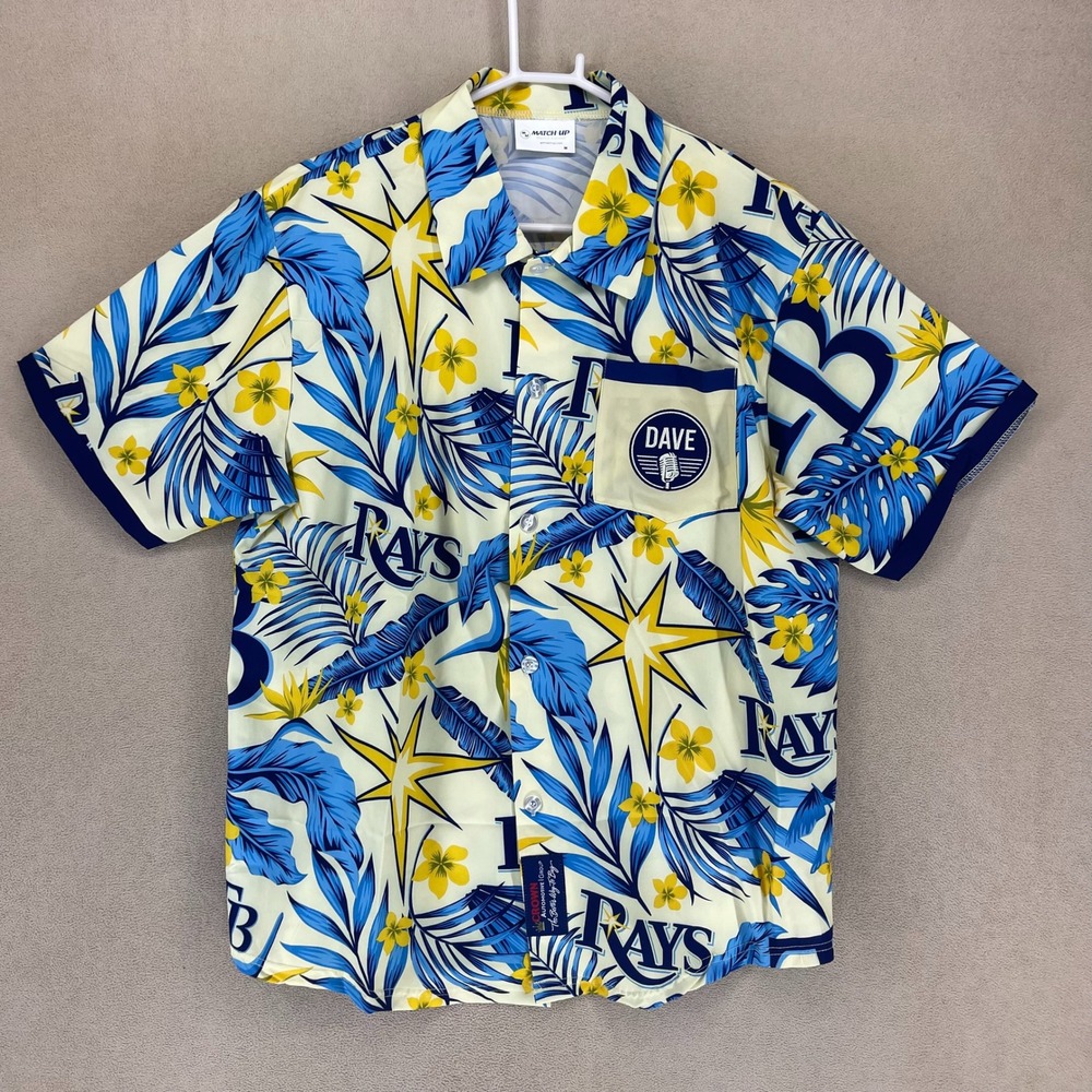 Match Up Short‎ Sleeve Button Up Shirt Mens M Tampa Bay Rays Dave Pocket
